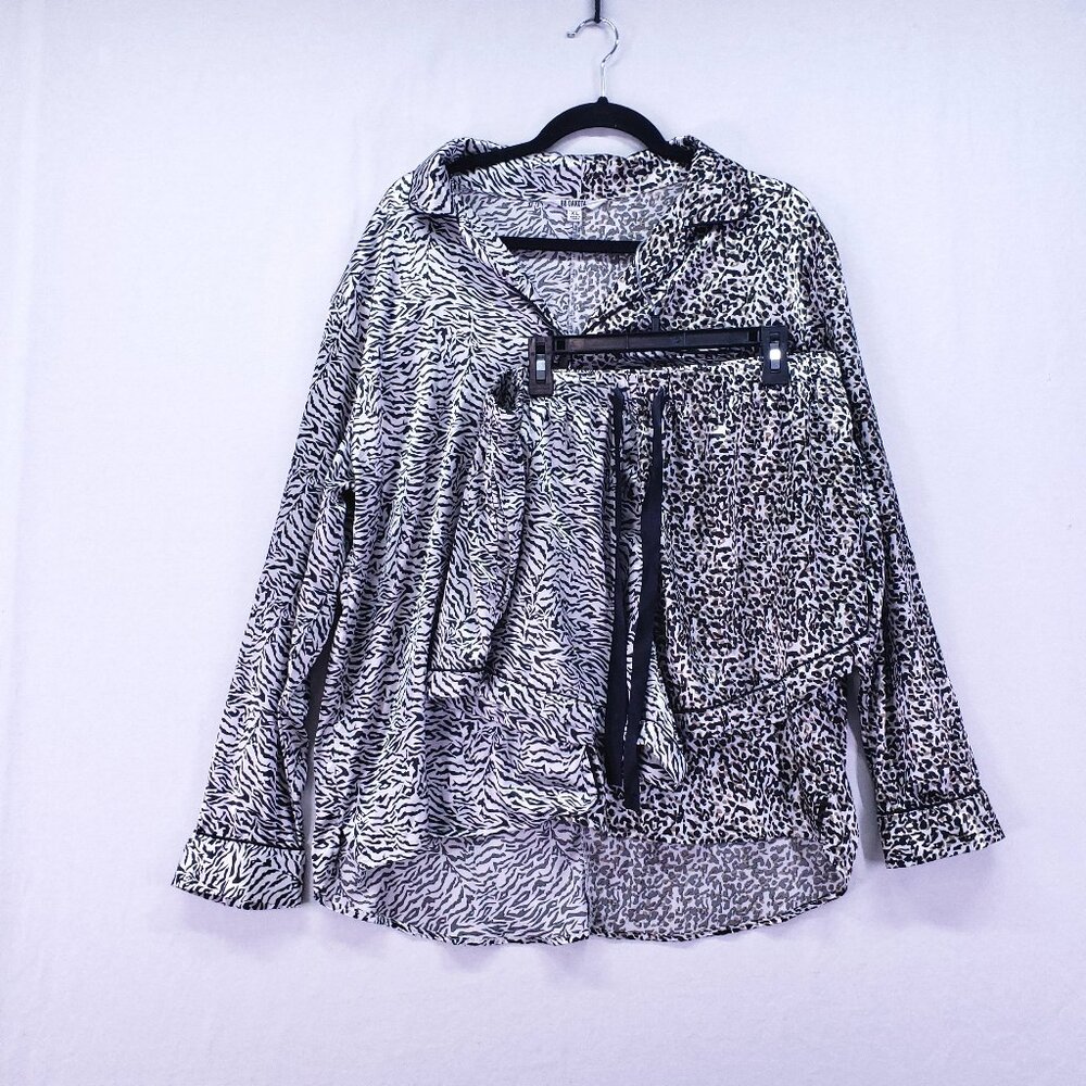 BB Dakota Pajama Set Shirt and Shorts Animal Print Satin Zebra Leopard Sleepwear